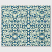 Retro Navy inpakpapier met witte Sneeuwvlokken (Vlak)