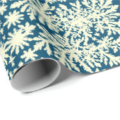 Retro Navy inpakpapier met witte Sneeuwvlokken (Rol Hoek)