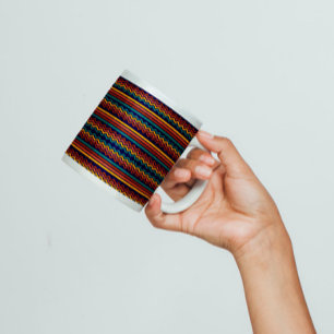 Retro Navy & Mosterd Boho Chevron Strepen 70's Koffiemok