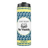 Retro Navy Patroon Stripes Kano Otter Aangepaste n Thermosbeker (Voorkant)