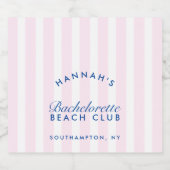 Retro Navy & Pink Stripes Bachelorette Sparkling Wijnetiket (Enkel label)