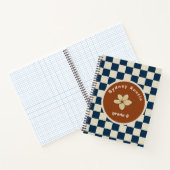 Retro Navy Schachbrett Notitieboek Aangepaste Naam (Binnen)