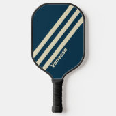Retro Navy Vervagen Drie Strepen Met Naam Pickleball Paddle (Achterkant)
