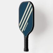 Retro Navy Vervagen Drie Strepen Met Naam Pickleball Paddle (Links)