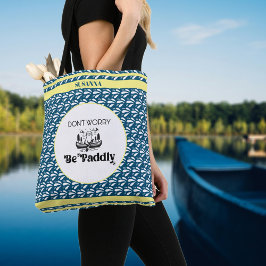 Retro Navy Water Patroon Kano Otter Aangepaste Naa Tote Bag