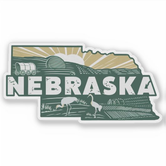 Retro Nebraska State Car Sticker (Voorkant)