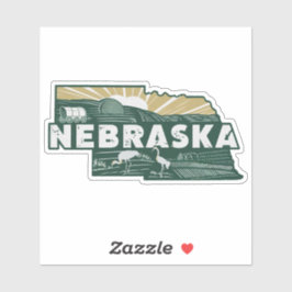 Retro Nebraska State Car Sticker