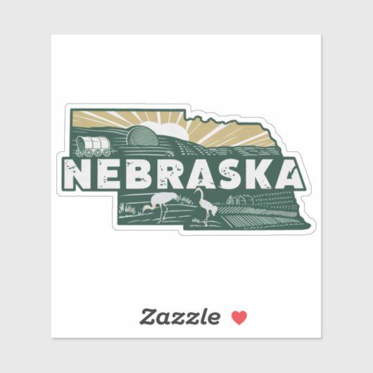 Retro Nebraska State Car Sticker (Vel)