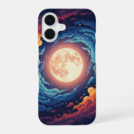 Retro Nebula Moon iPhone 16 Hoesje