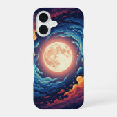 Retro Nebula Moon iPhone 16 Hoesje (Achterkant)