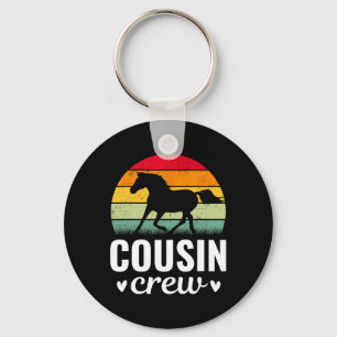 Retro neef crew paard liefhebber familie matching sleutelhanger