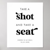 Retro Neem een schot en neem een stoel bruiloft te Poster (Voorkant)