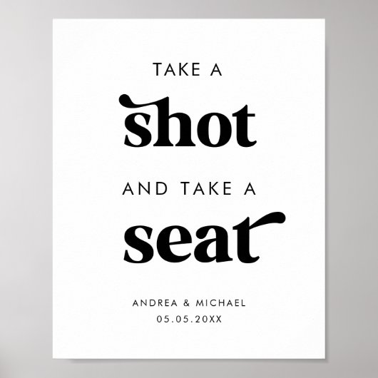 Retro Neem een schot en neem een stoel bruiloft te Poster (Voorkant)
