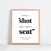 Retro Neem een schot en neem een stoel bruiloft te Poster