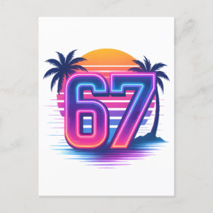 Retro Neon 67 Esthetiek Feestdagenkaart