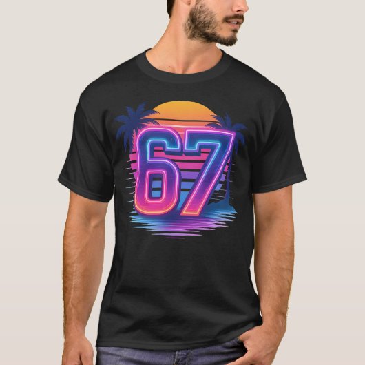 Retro Neon 67 esthetisch T-shirt (Voorkant)