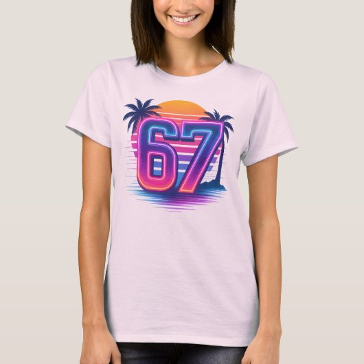 Retro Neon 67 esthetisch T-shirt (Voorkant)