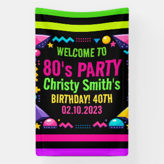 Retro Neon 80s Birthday Adult Party Spandoek