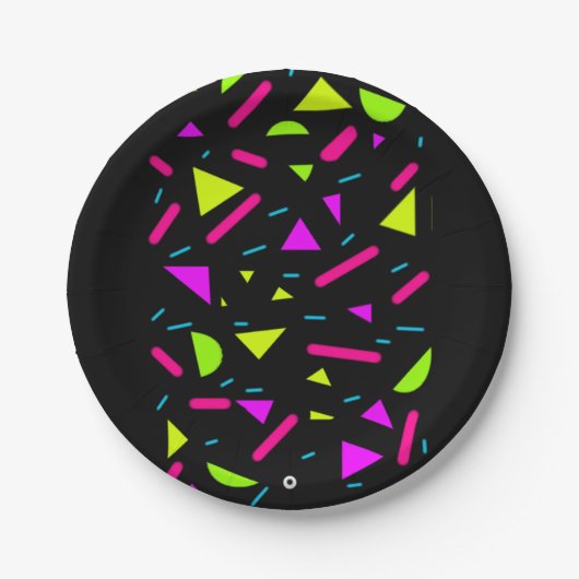 Retro Neon 80's Borden op papier van Aangepast 7-i Papieren Bordje (Voorkant)