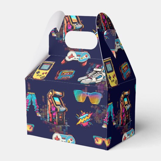 Retro  Neon 80's Pattern Bedankdoosjes (Achterkant)