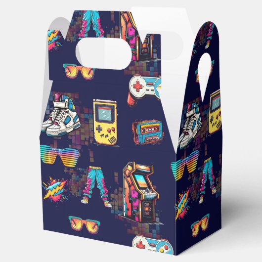 Retro Neon 80's Pattern Bedankdoosjes (Geopend)