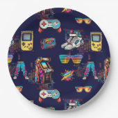 Retro  Neon 80's Pattern Papieren Bordje (Voorkant)