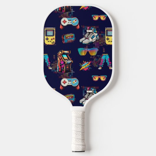 Retro Neon 80's Pattern Pickleball Paddle (Voorkant)
