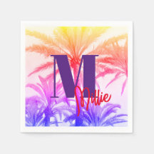 Retro Neon 80's Tropical Palm Tree Paper op maat