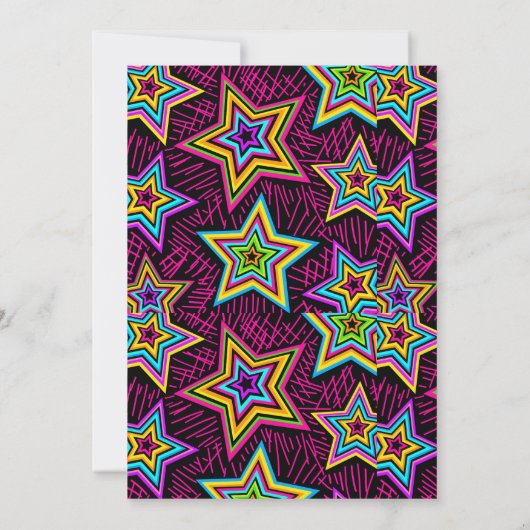 Retro Neon 80s Verjaardagsfeest Uitnodiging (Achterkant)