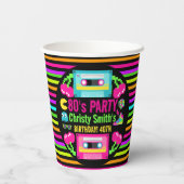 Retro Neon 80s verjaardagsfeestje Papieren Bekers (Achterkant)