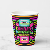 Retro Neon 80s verjaardagsfeestje Papieren Bekers (Voorkant)
