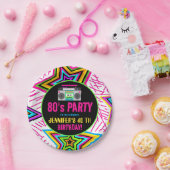 Retro Neon 80s verjaardagsfeestje Papieren Bordje (Feest)