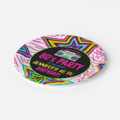 Retro Neon 80s verjaardagsfeestje Papieren Bordje (Gekanteld)