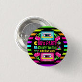 Retro Neon 80s verjaardagsfeestje Ronde Button 3,2 Cm (Voorkant /achterkant)