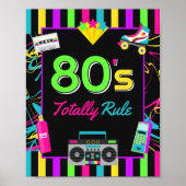 Retro Neon 80s volledig regel partij teken Poster (Voorkant)