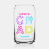 Retro Neon Afstudeerdag Afstuderen Blikvorm Glas (Voorkant)