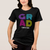 Retro Neon Afstudeerder Graduation Party Tri-Blend Shirt (Voorkant)