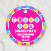 Retro Neon Afstudeerfeest Bedankt Bedankjes Labels (Achterkant)
