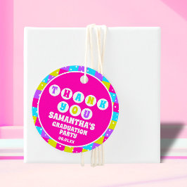 Retro Neon Afstudeerfeest Bedankt Bedankjes Labels