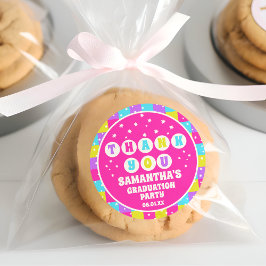 Retro Neon Afstudeerfeest Bedankt Ronde Sticker