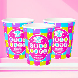 Retro Neon Afstudeerfeest Papieren Bekers