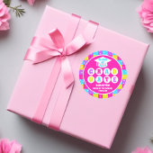 Retro Neon Afstudeerfeest Ronde Sticker