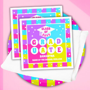 Retro Neon Afstudeerfeest Servet