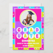 Retro Neon Afstuderen Foto Afstuderen Aankondiging (Voorkant)