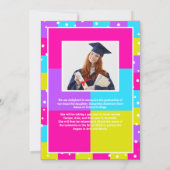 Retro Neon Afstuderen Foto Afstuderen Aankondiging (Achterkant)