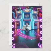 Retro Neon arcade & bowling gaming verjaardagsfees Kaart (Achterkant)