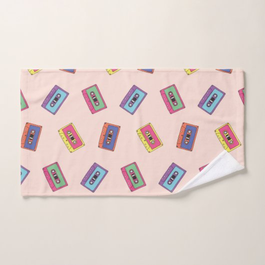 Retro Neon Audio Cassettebandje Patroon Bad Handdoek (Handdoek)