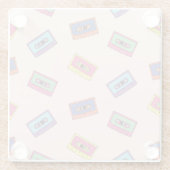 Retro Neon Audio Cassettebandje Patroon Glazen Onderzetter (Achterkant)