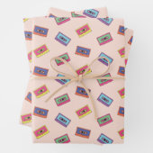 Retro Neon Audio Cassettebandje Patroon Inpakpapier Vel (In situ)