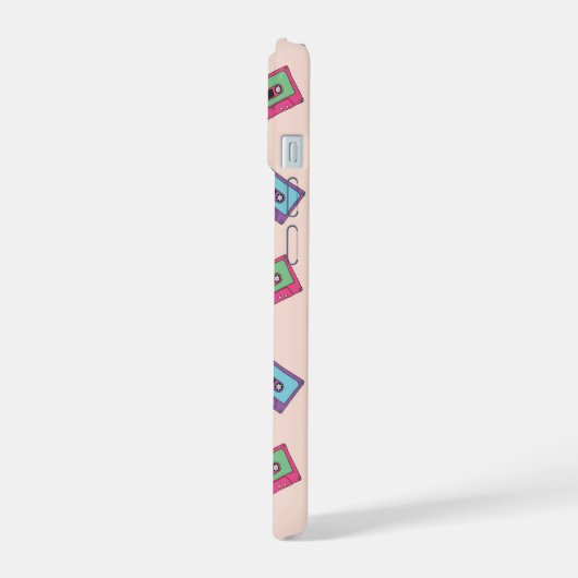 Retro Neon Audio Cassettebandje Patroon iPhone 15 Case (Linkerkant)